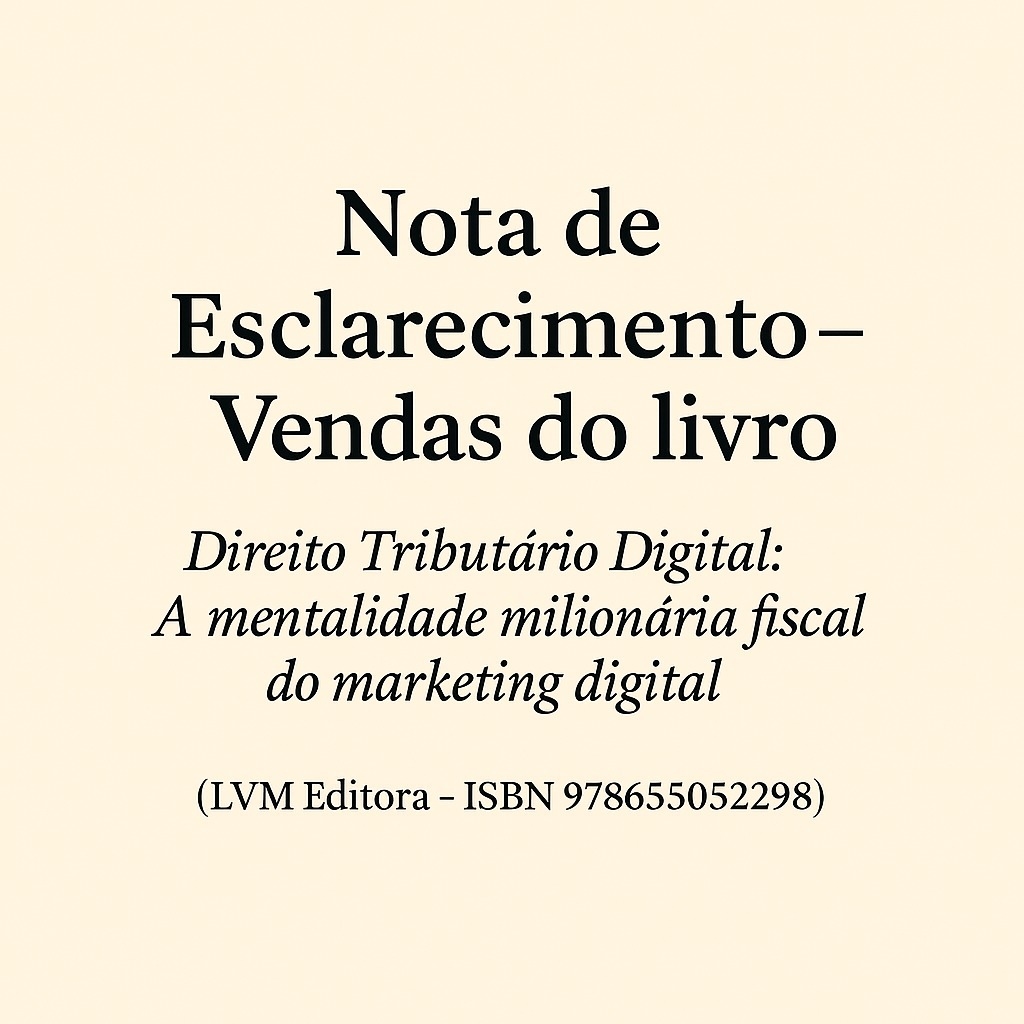 Nota de Esclarecimento – Vendas do livro